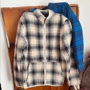 Children’s place two boys Blue Plaid Sherpa Jackets
